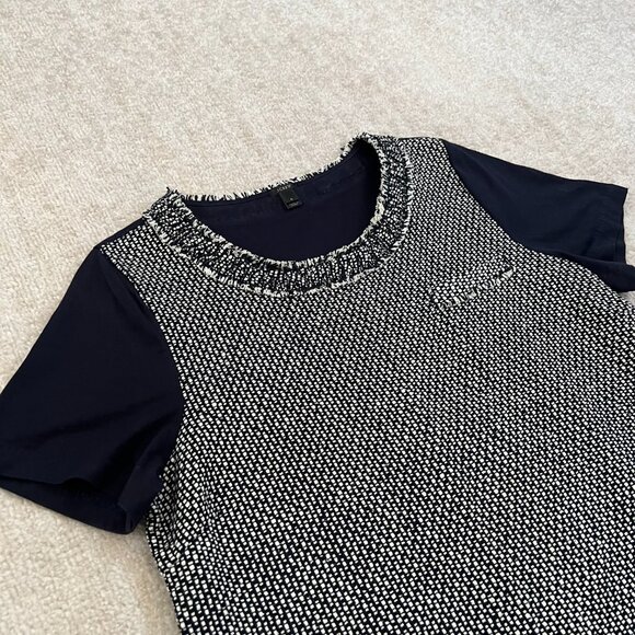 J. Crew Silk Cotton Tweed Front Short Sleeve Blouse Top L - Picture 3 of 11